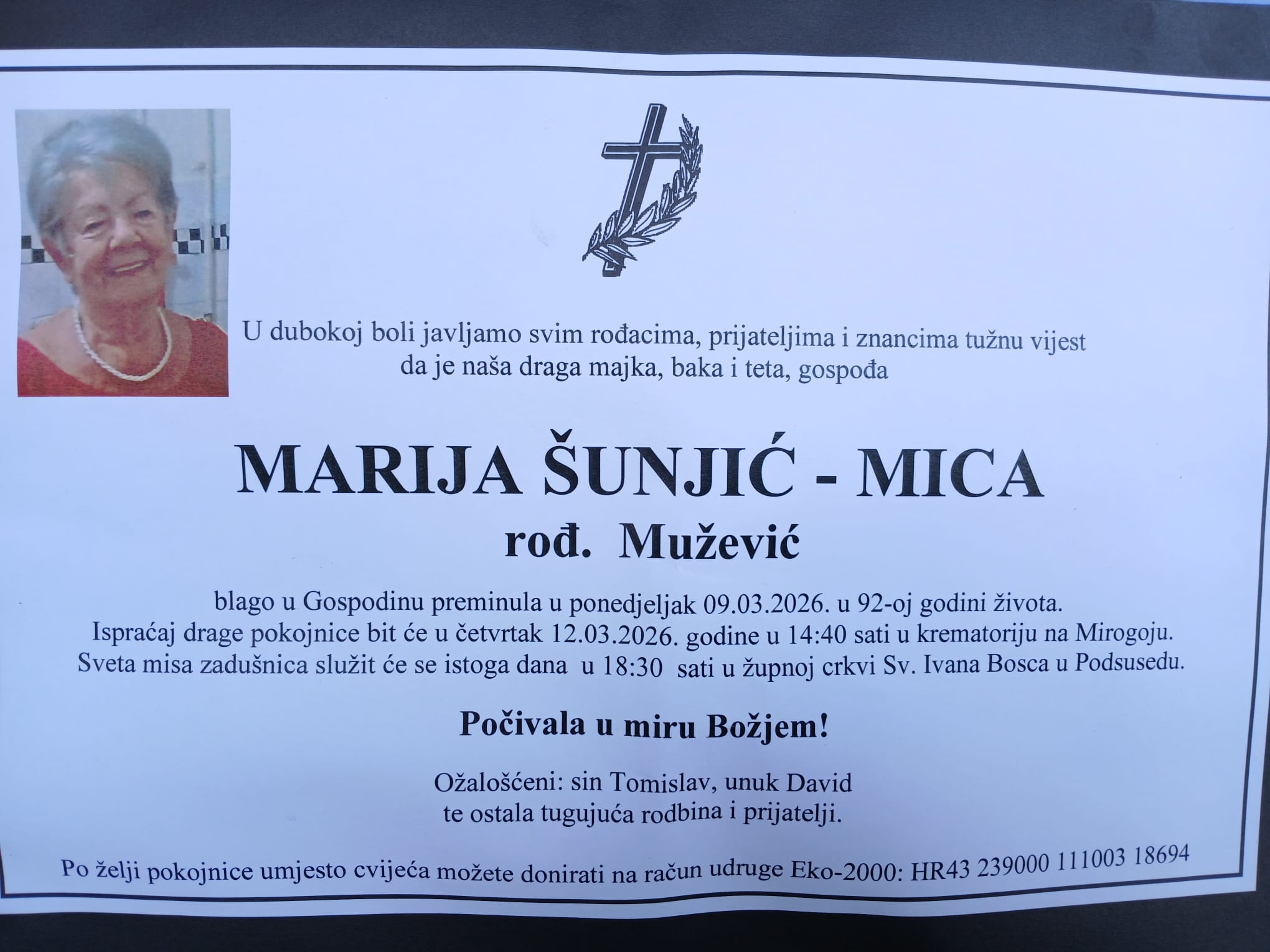 ✝︎ In Memoriam Marija Šunjić - Mica